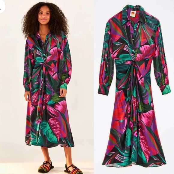 Farm Rio bead embellished printed twill midi dress • Small - Picture 1 of 9